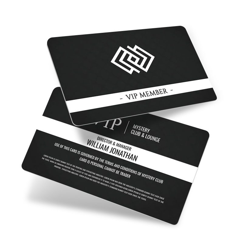 Black and white VIP member club card printed with NTAG chip