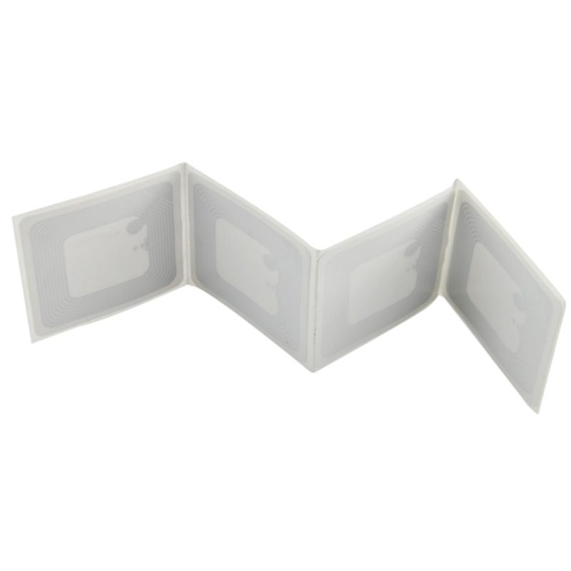 Blank NFC labels folded and stacked