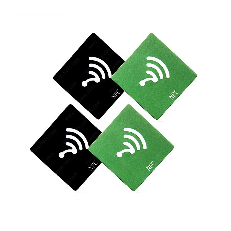 Black and green printed NFC stickers with contactless symbol